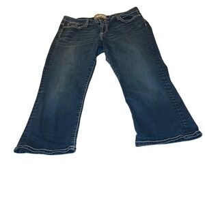 BKE Payton Capri Jeans Women's 34 Blue Contrast Stitch Y2K Mid Rise Cropped
